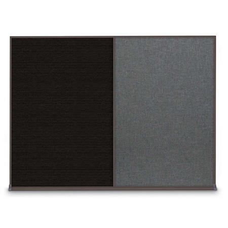 United Visual Products Double Door Radius Plus Corkboard, 60"X UV8004PLUS-BLACK-BLACK